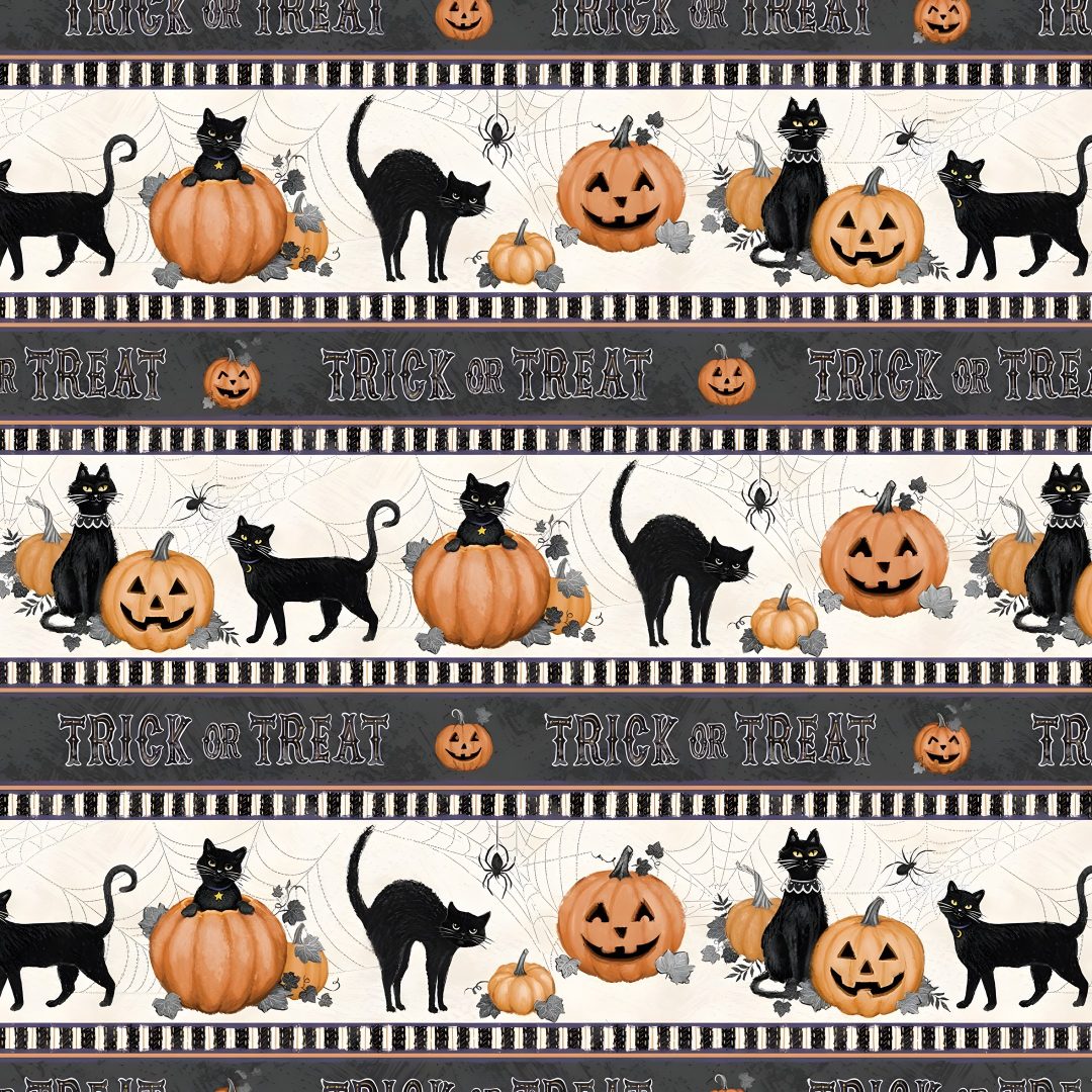 a halloween themed wallpaper with cats and pumpkins Halloween Cat Stripes rosy brown