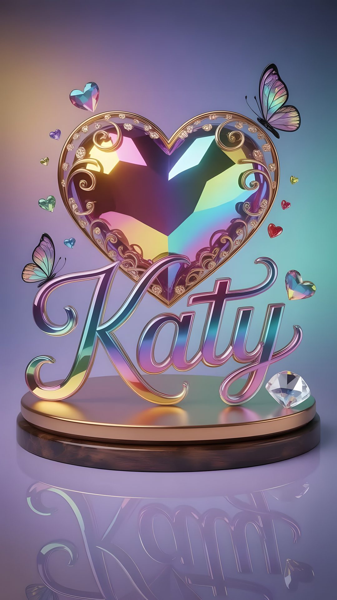 the name kathy is surrounded by butterflies on a purple and blue background with an image of a heart Katy Name Name Backgrounds For Halloween slate gray