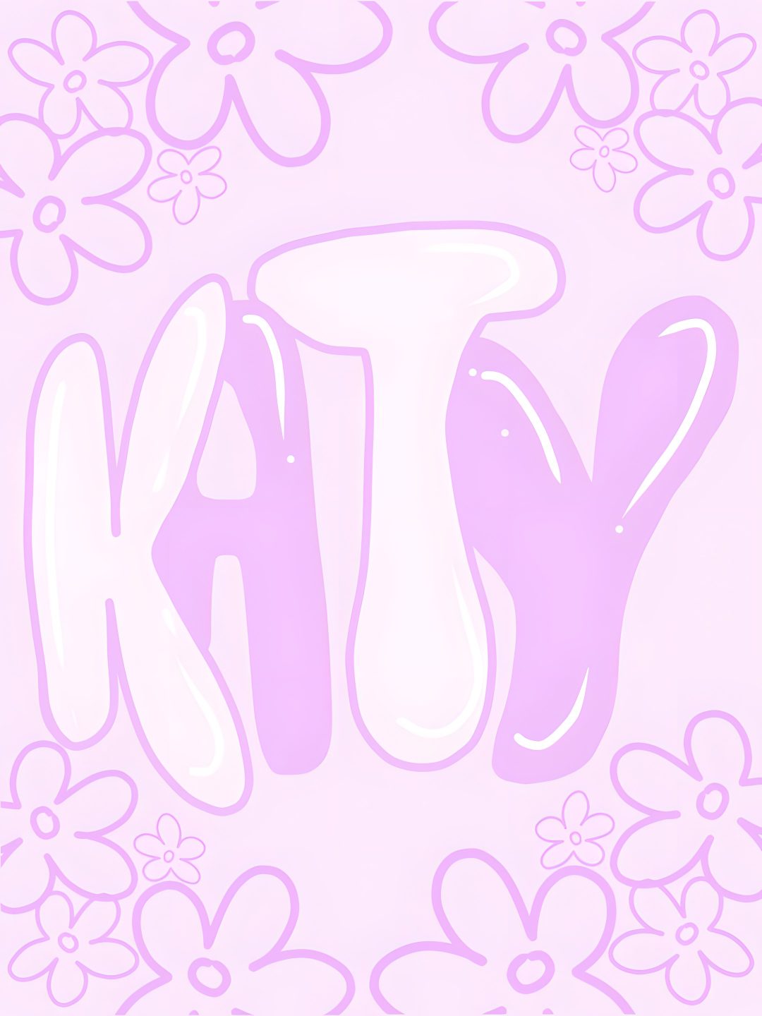 the letters k and y are painted in pink on a light purple background with flowers Katy Name Name Backgrounds For Halloween lavender blush
