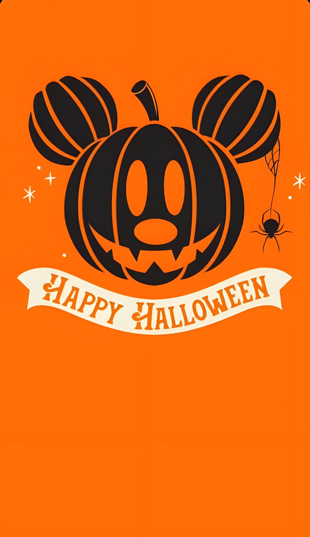 an orange background with a mickey mouse pumpkin Disney Parks Halloween dark orange