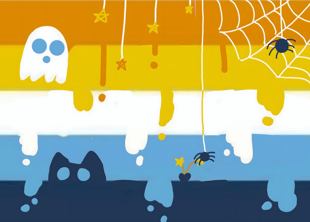 an image of halloween decorations hanging from strings Gay Halloween sandy brown