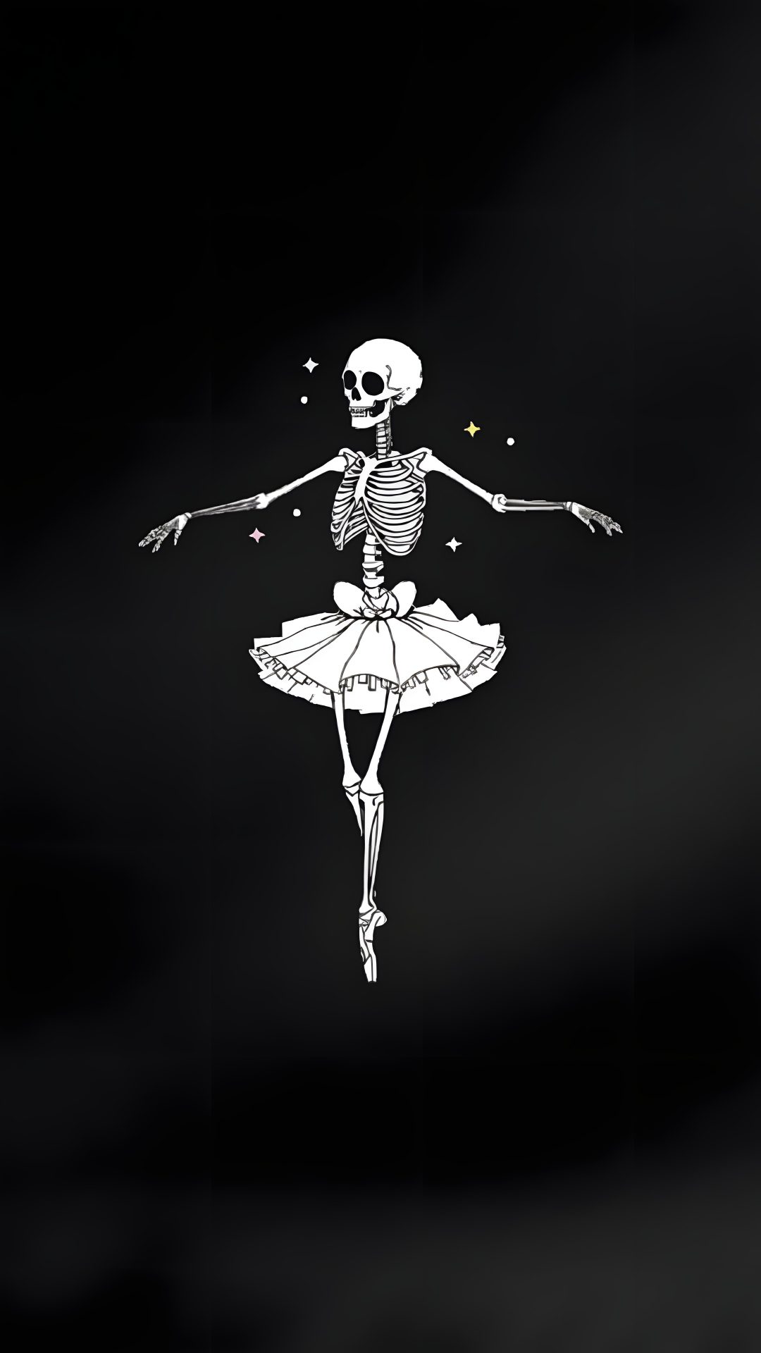 a skeleton ballerina is dancing in the dark Halloween Dancing Skeleton black