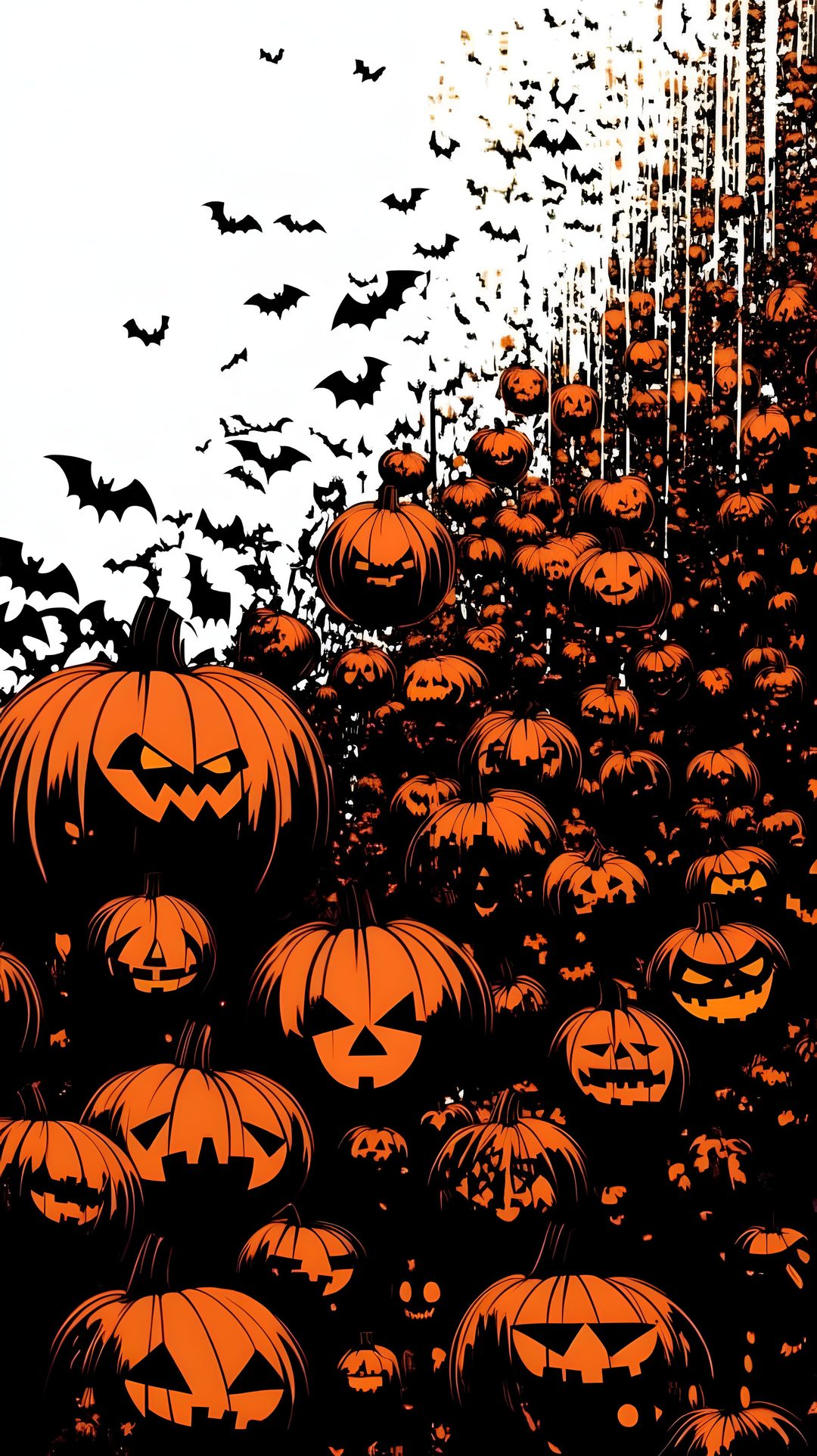 a large group of pumpkins with bats on them Halloween Attack Autumn Art, Halloween, maroon