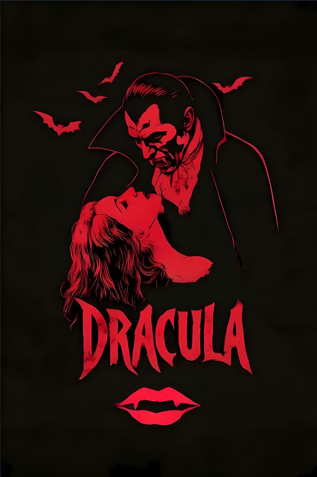 dracula movie poster with vampire kissing a woman Dracula Halloween black