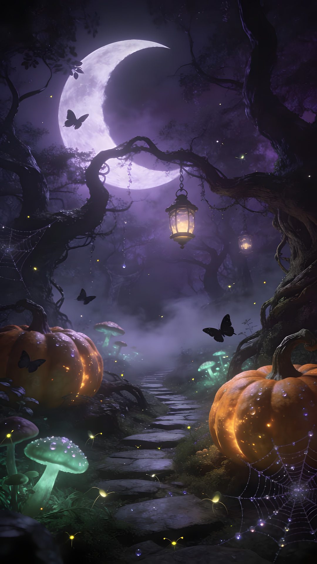 an image of a halloween scene with pumpkins Enchanted Halloween dark slate gray