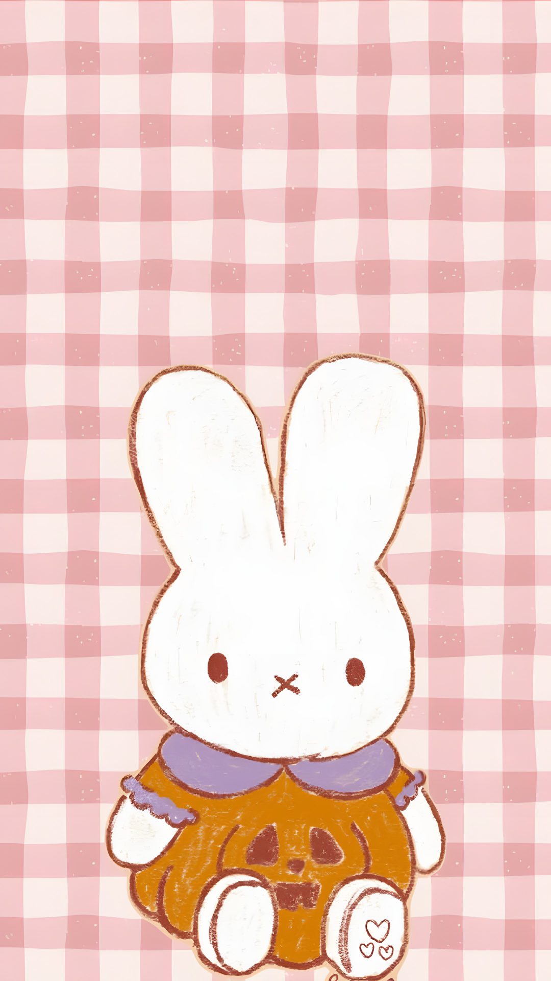 a drawing of a bunny holding a donut on a checkered tablecloth background Miffy Halloween Holiday, Totally Awesome, Pretty Iphone, I, Digital, Pretty, pink