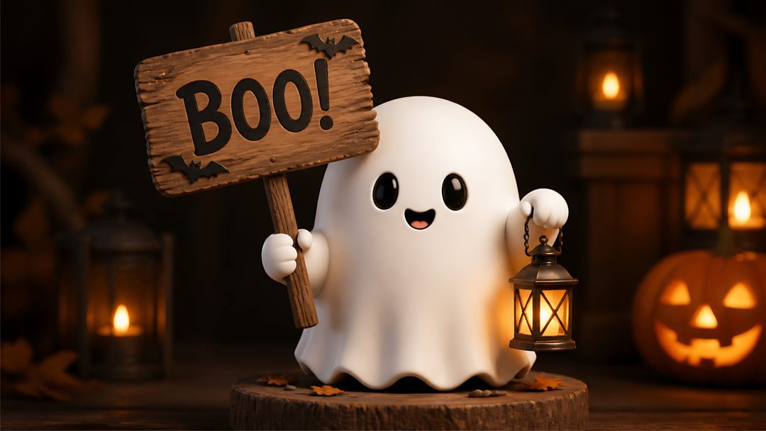 a ghost holding a sign that says boo Bing Halloween black