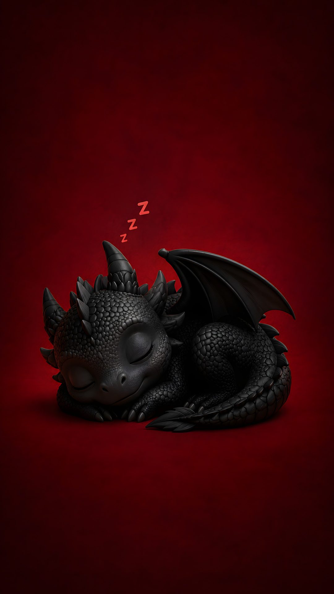 a small black dragon sleeping on top of a red surface with lightning coming out of its mouth Halloween Dragon black