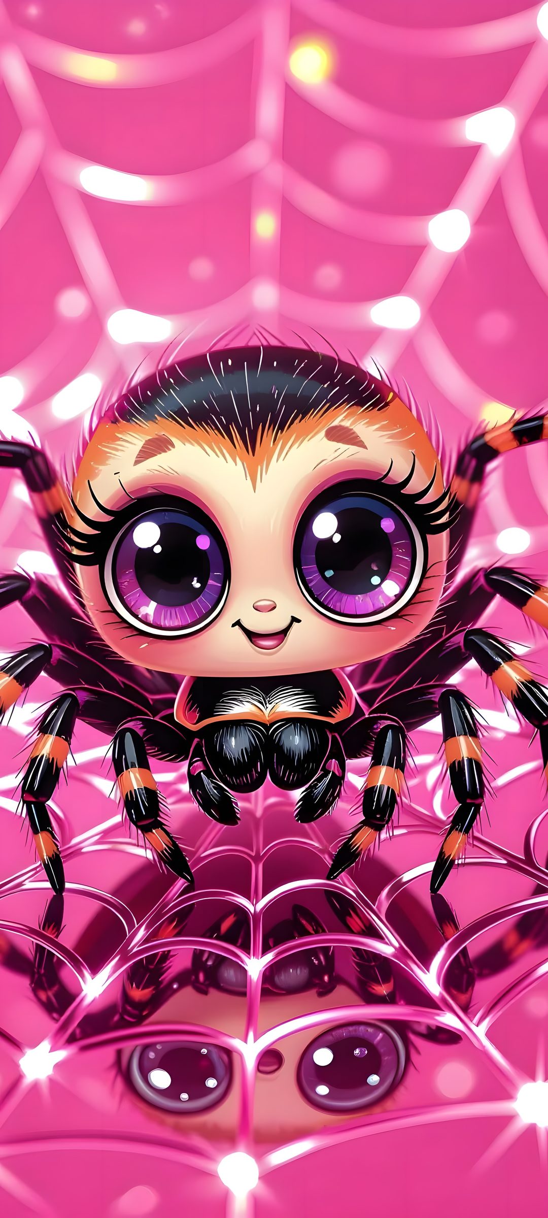 a cute little spider with big eyes on a pink background Cute Halloween Spider pale violet red