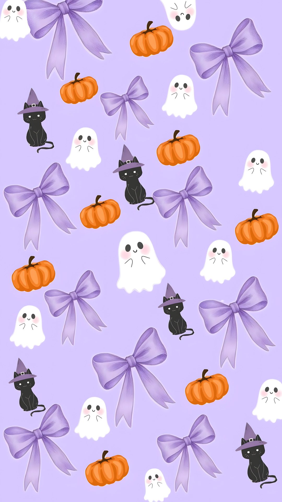 halloween seamless wallpaper with ghost and pumpkins Cute Cute Purple Halloween lavender