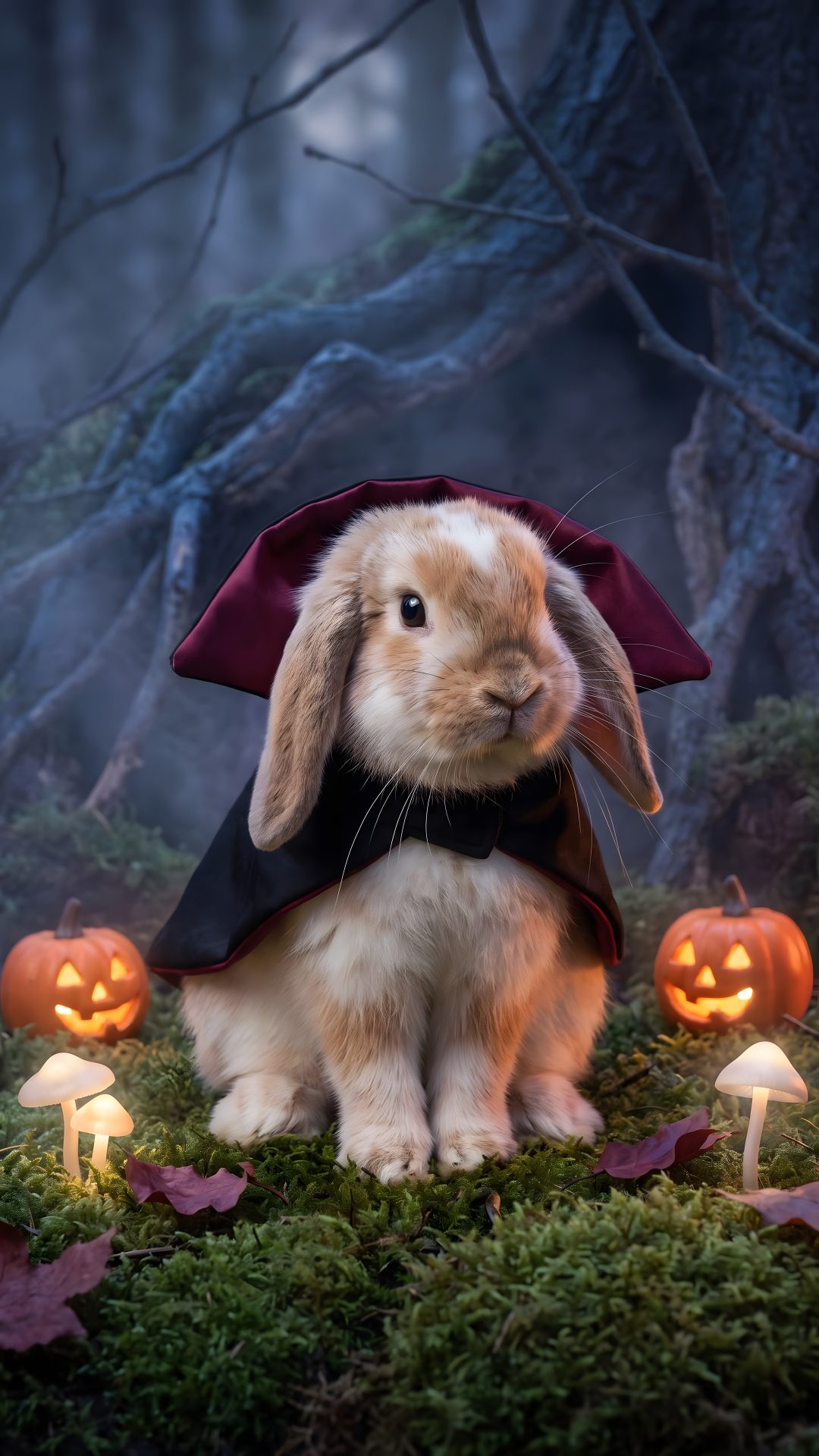 a rabbit dressed as a wizard sitting in the grass Halloween Bunny dark slate gray