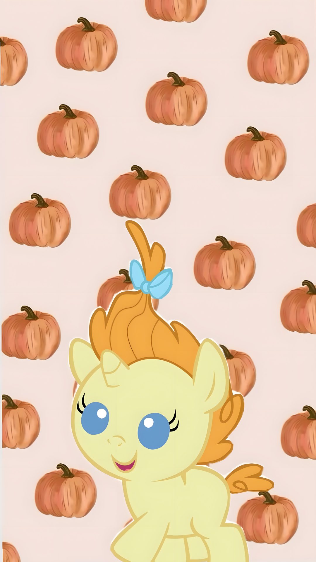 an image of a little pony with pumpkins in the background My Little Pony Halloween antique white