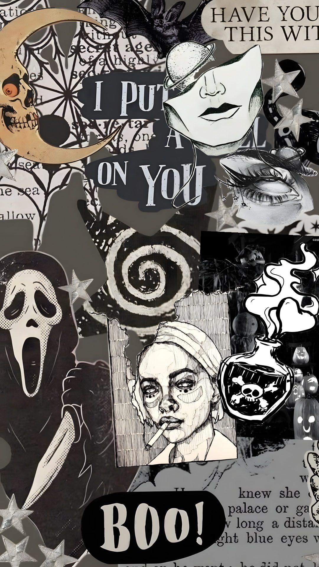 a collage of halloween images and words Aesthetic Edgy Aesthetic Halloween dim gray
