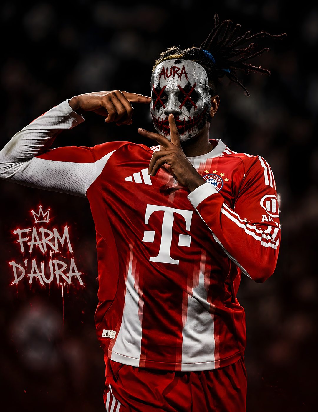 a man in a red and white uniform with his face painted like a clown Football Halloween Psg Aura, Mask, Football, American Football, black