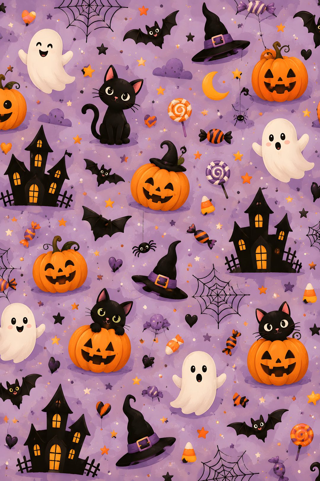 a purple halloween background with black cats and pumpkins Purple Halloween Iphone rosy brown