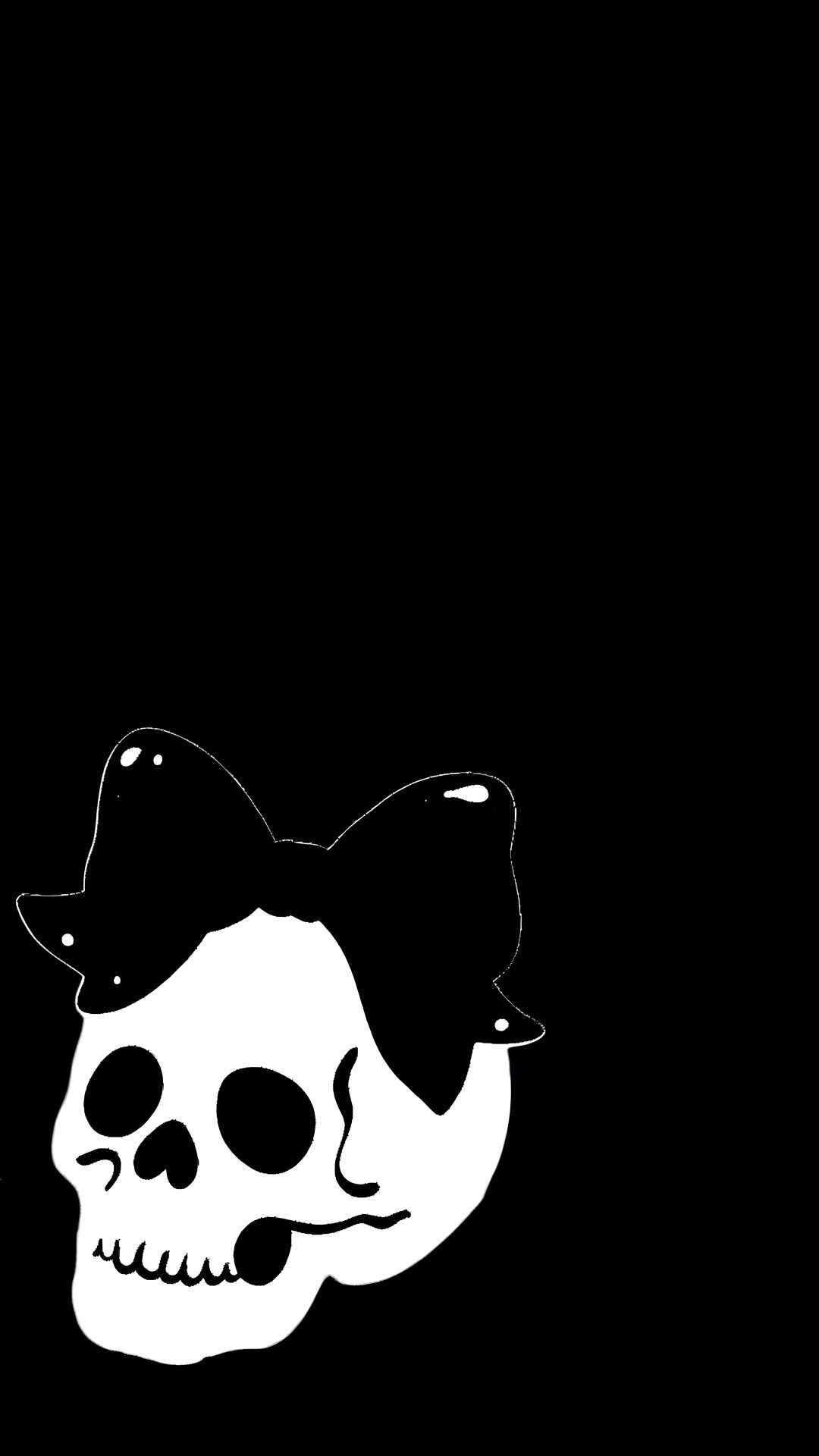 a black and white skull with a bow on it's head in the dark Black And White Halloween Skulls In Bow black