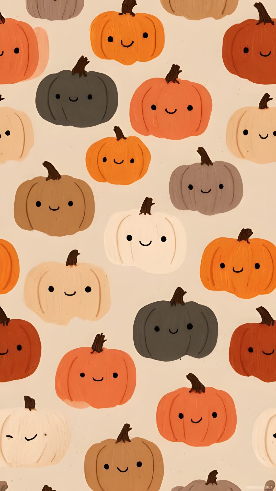 a bunch of pumpkins that are on a white surface with faces painted on them Pumpkin Pumpkin Cute Halloween burlywood