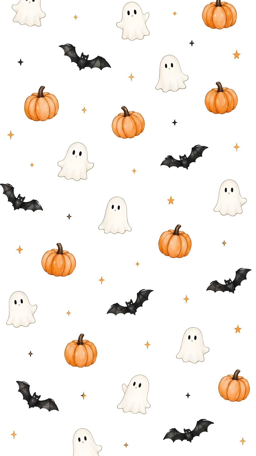 halloween wallpaper with pumpkins and ghost faces on white background for kids'room Halloween Iphone white
