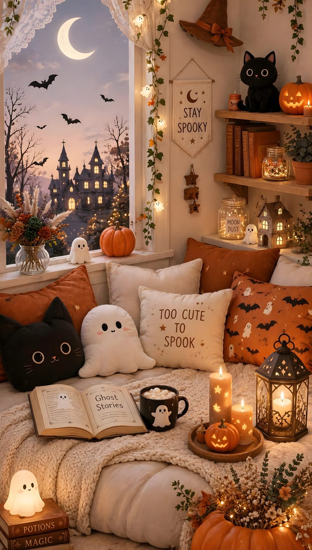 a living room filled with lots of halloween decorations Halloween Room sienna