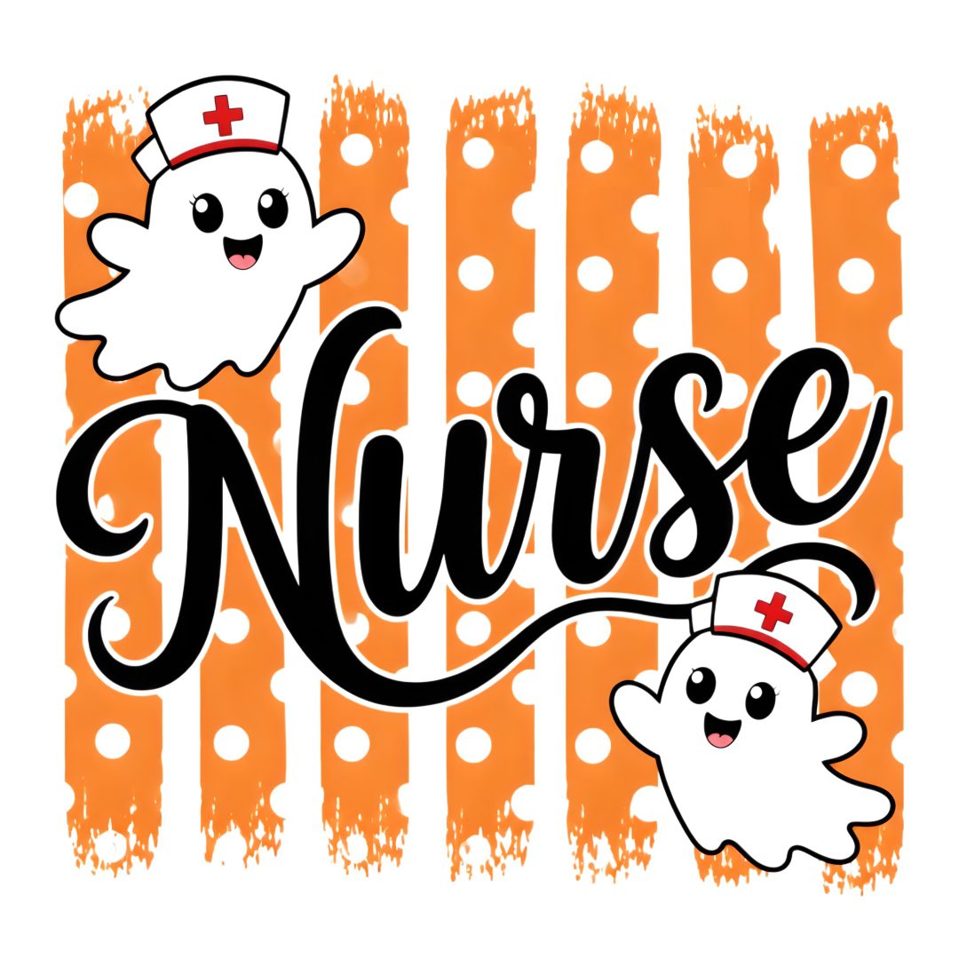 an image of nurse and ghost with the word nurse Nurse Halloween white