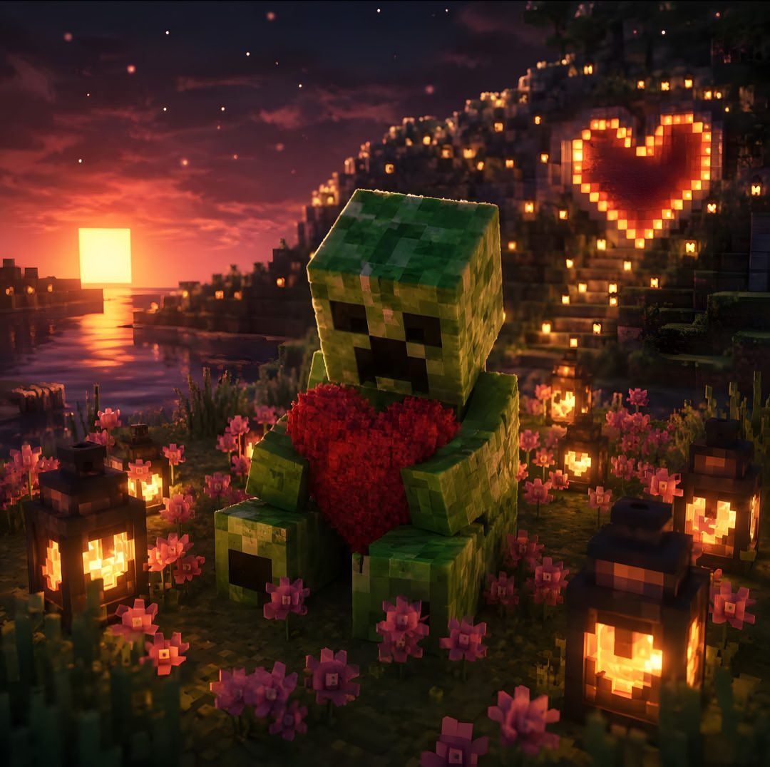 an image of a minecraft valentine's day scene with candles in the background Minecraft Halloween black