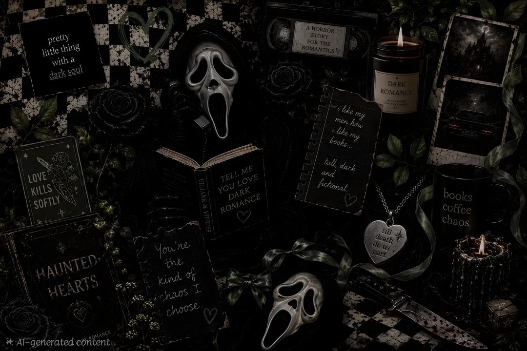 a collection of halloween themed items including candles, books and masks are arranged on a wall Halloween Spooky Grunge Custom Grunge Macbook, black