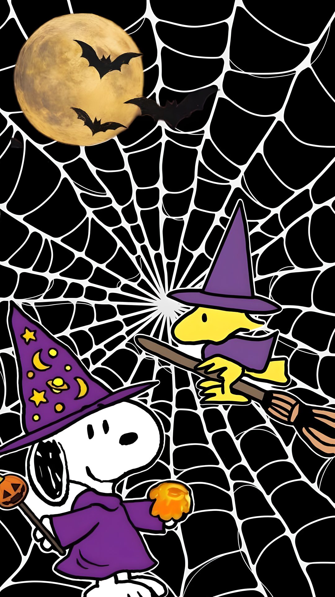 snoop and his friends are dressed up in halloween costumes for the web with bats, pumpkins, and a full moon behind them Woodstock Halloween black