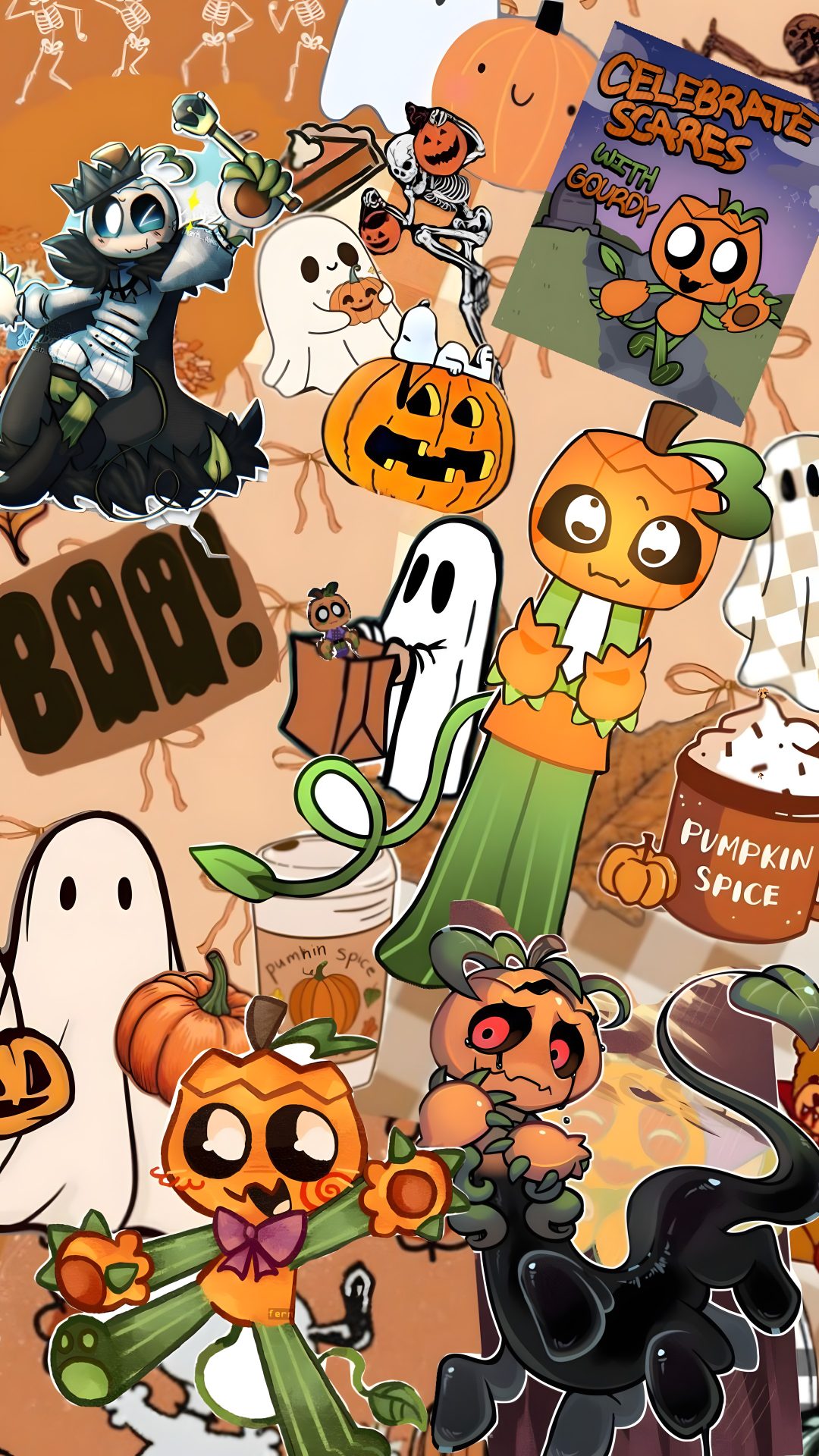 a bunch of halloween stickers that are all over the place with pumpkins and ghost Halloween Pumpkin Brawl Custom peru