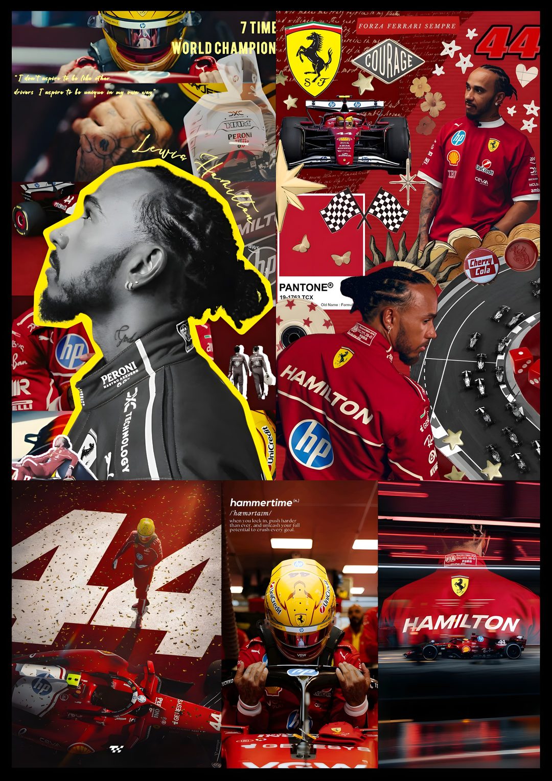 a collage of photos with the number 24 on it and various sports related items Halloween Lewis Hamilton Collages Hd Lewis Hamilton Ferrari Lock Screen, Lewis Hamilton, maroon