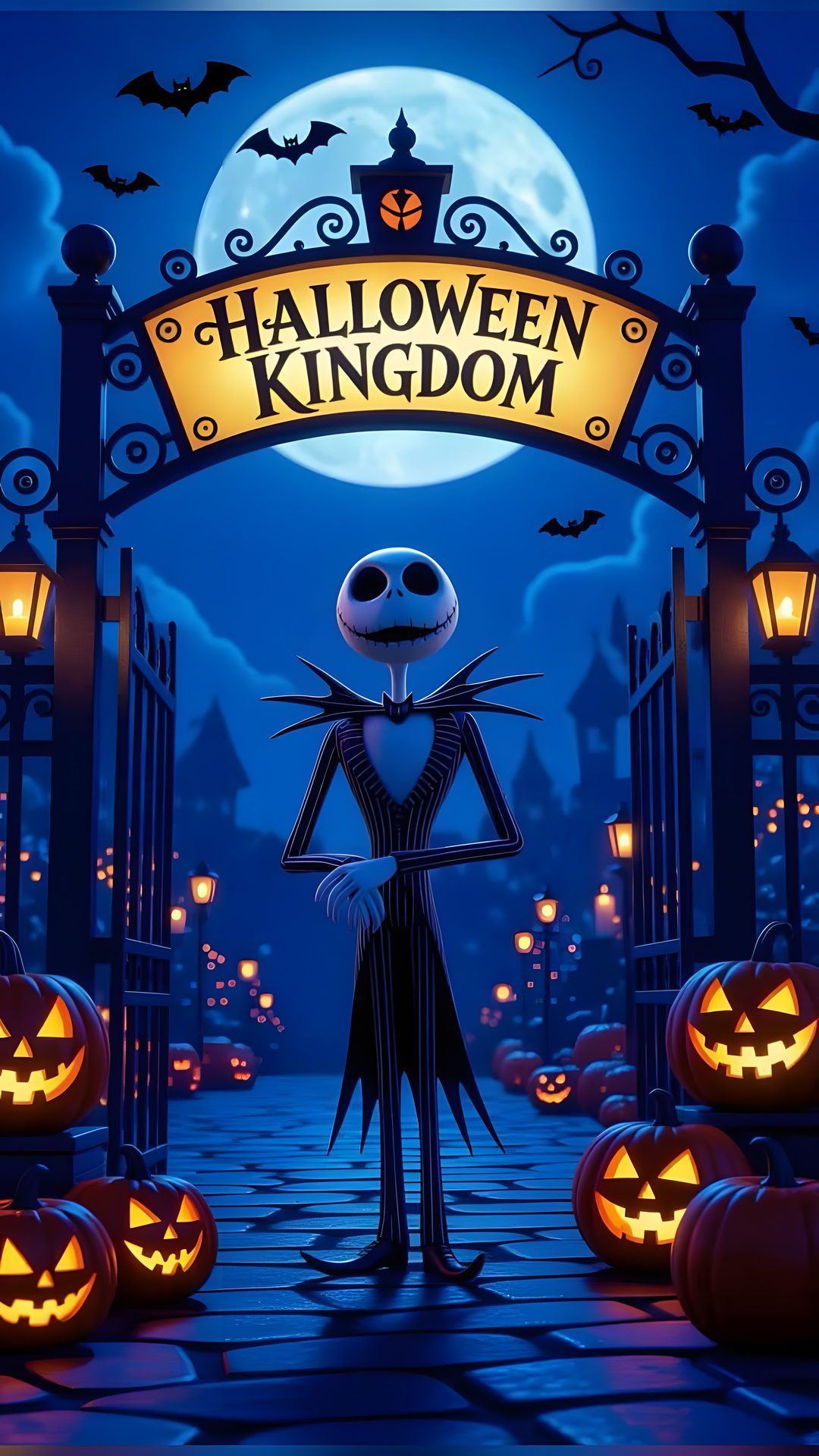 jack skellingy from the animated movie halloween kingdom Halloween Town Nightmare Before Christmas midnight blue