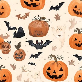 halloween pumpkins and bats on a white background with orange, black and brown colors Halloween For Nursery antique white