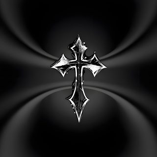 a black and white wallpaper with a cross on the center, in an abstract pattern Halloween Cross black