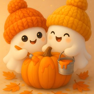 two cute little pumpkins sitting next to each other Cute Happy Halloween Cute Ghost, Cute Halloween Pictures, Halloween Backgrounds, sandy brown