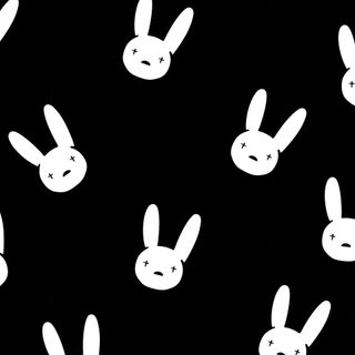many white rabbits are in the dark with their faces drawn on it's face Bad Bunny Halloween Ivan Conejo, Bad Bunny Background Image, 3d Iphone Bad Bunny, 3d Bad Bunny, black