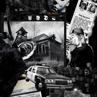 a collage of halloween images with pumpkins Halloween Michael Myers Aesthetic Lock Screen Iphone Lock Screen Michael Myers, Michael Myers Background, Michael Myers Phone, dark slate gray
