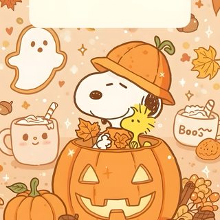 a cartoon dog is sitting in a pumpkin Cute Cute Snoopy Halloween burlywood