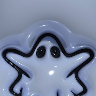 a white and black object is floating in the water with its mouth open, it appears to be looking like a ghost Halloween Liquid Boo Printable And 3d Fall Iphone, Jelly Halloween, Haunted 3d, Halloween Puffy, dark gray