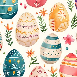 watercolor easter eggs with flowers and leaves on a white background, seamless pattern Halloween Easter Ideas Free Easter Clipart, Easter 2026 Trends, Easter Illustrations, bisque