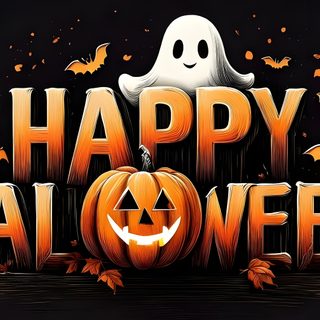 happy halloween greeting with pumpkins and ghost Happy Halloween Laptop Diy Halloween Decorations, Halloween Greeting Card Design, Halloween Party Invitation Ideas, black