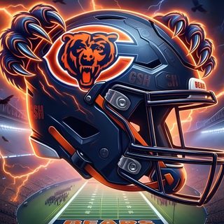 the chicago bears football helmet with lightning in the background Chicago Bears Halloween black