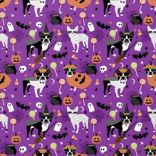 a purple halloween background with black and white dogs Halloween Boston Terrier Halloween Boston Terrier, Halloween French Bulldog, Boston Terrier Halloween Background, dark orchid