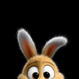 an animated rabbit with big eyes peeking out from behind a black wall, looking at the camera Halloween Bunny Hd black