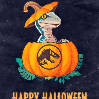 a dinosaur sitting on top of a pumpkin with the words happy halloween written below it Halloween Dinosaur Hd Cute Halloween Dinosaur, Jurassic Park Christmas, Halloween Dinosaur Hd, dark slate gray