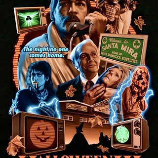 the poster for halloween ii season of the witch, starring actors from two different films Halloween Iii Season Of The Witch Halloween 3 Season Of The Witch Art, Halloween 3 Season Of The Witch, Halloween 3 Poster, black