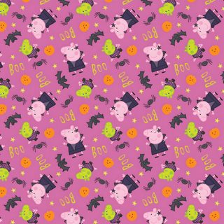 Peppa Pig Halloween Cotton Fabric by the Yard - Character Halloween IV Peppa Witchy Halloween Pink: pink background with Peppa Pig dressed as a witch, George dressed as Frankenstein's monster, stars, bats, pumpkins, spiders, and text "BOO" Condition: New, unwashed Fabric content: 100% Cotton Fabric width: 43 inches Manufacturer: Camelot SKU: 95220126-1 COORDINATING KONA SOLIDS https://etsy.me/3mlaZlG MY SHOP https://www.etsy.com/shop/BirtlesFabrics This listing is for fabric by the yard, custom cut when you order.  Any multi-yard cuts will be shipped as one continuous length.  Fat quarter, and large-sized cuts (8 yards for example) can be requested through a custom order. Actual color of the product may differ from the image shown due to differences in screens and the impossibility of capt Pink Halloween Fabric, My Little Pony Fabric, Halloween Iv, Spooky Pattern Fabric, Orange And Purple Halloween Fabric, Retro Halloween Seamless Pattern, Pig Halloween, Pig Pictures, Peppa Pig Dress Peppa Pig Halloween Pink Halloween Fabric, My Little Pony Fabric, Halloween Iv, pale violet red
