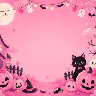 a pink halloween background with black cats and pumpkins Pink Halloween Desktop light pink