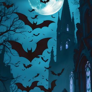 a castle with bats flying over it at night Aesthetic Halloween Bats Scary Clown Makeup, Bat Flying, Scary Pumpkin Carving, dark slate gray