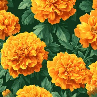 an orange flower with green leaves in the background and yellow flowers on the bottom right corner Halloween Marigold Mexican Marigolds, Mexican Marigold, Planting Marigolds, Mexican Culture Art, chocolate