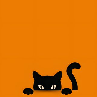 an orange background with a black cat on it Halloween Black Cat Pillow Cat Sneaking, Orange Cat Black Background, Orange And Black Cat Cartoon,