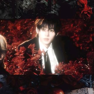 a man in a suit and tie surrounded by candles Enhypen Halloween Red Vampire, Enhypen Vampire Concept Aesthetic, Vampire Iphone, Concept Kpop Ideas, black